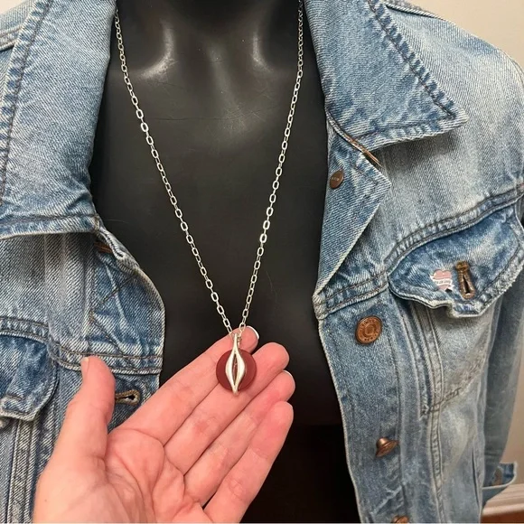 Vintage .925 Ring & Necklace set w/ Carnelian reminds me of Cartier *marked - Picture 6 of 13